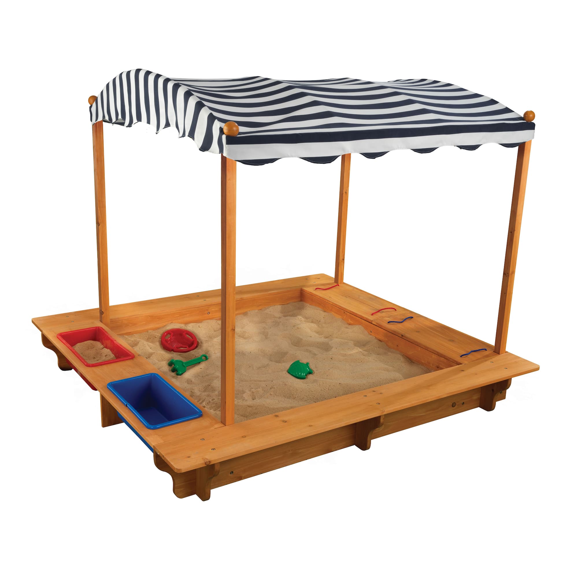 KidKraft Navy & White Outdoor Sandbox with Canopy
